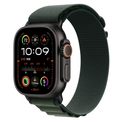 Apple Watch Ultra 2 49 мм черные с темно-зеленым ремешком