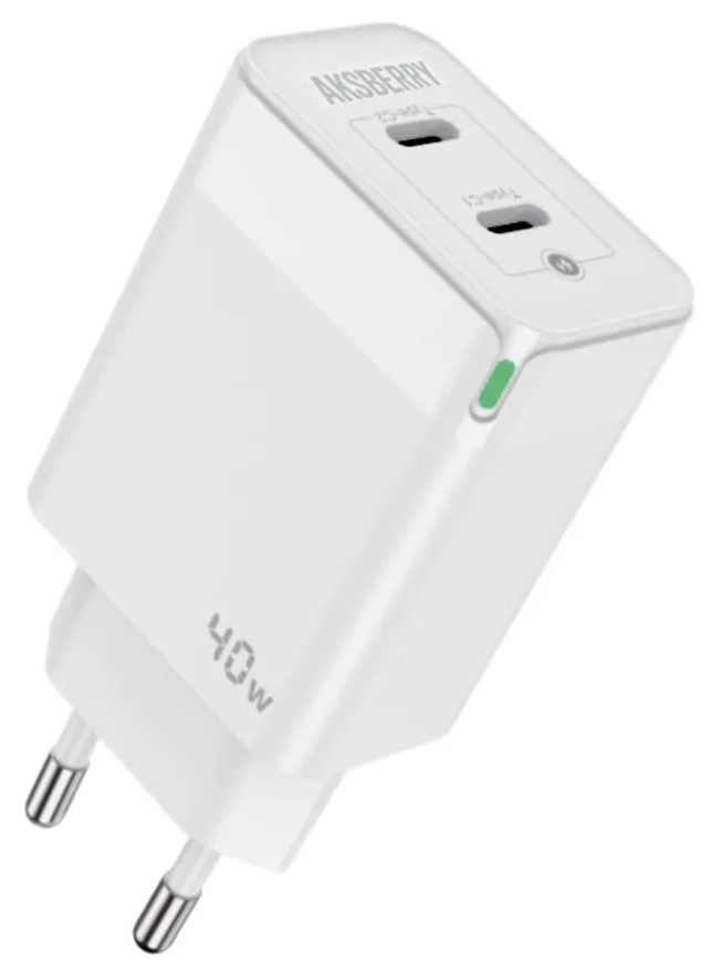 Зарядное устройство Aksberry T44 20+20W (2xUSB-C) белый